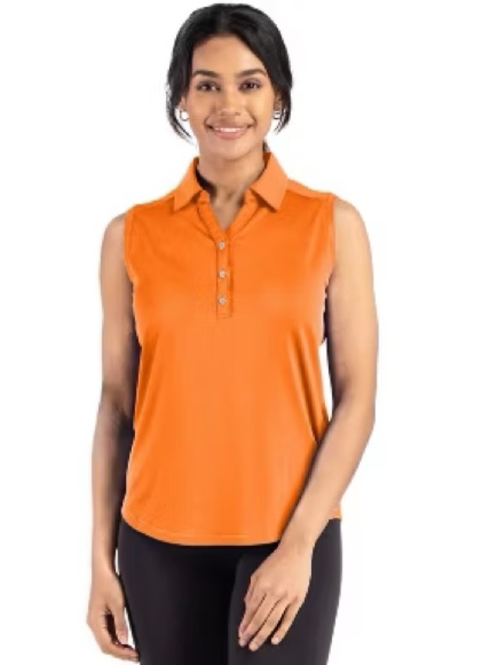 GREG NORMAN Sz L~WOMEN’S SLEEVELESS POLO SPORTS GOLF SHIRT DRY TECHNOLOGY ORANGE